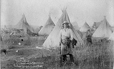 Pine Ridge Four Lakota Women Holding Infants Stand in front of Tipi 1891 